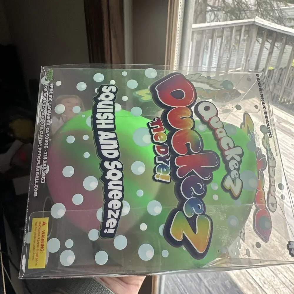 Quackeez Duckeez Tie Dye Squish & Squeeze Tactile Toy, Green 4+